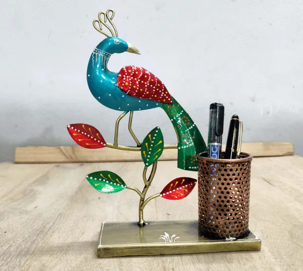 Decorative_Peacock_Pen_Stand_With_Multi-Purpose_Holder