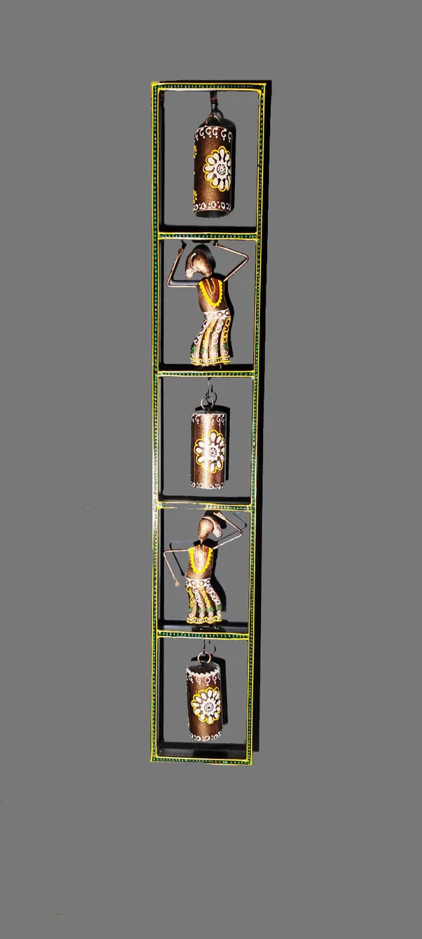 Handcrafted_Decorative_Hanging_Ornament_Set_-_Brown_Cylindrical_Bottles_And_Traditional_Figurines_(Set_Of_5)