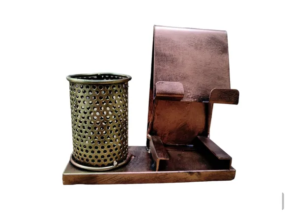 Vintage_Copper_Desk_Organizer_With_Grater_Design_And_Pen_Holder