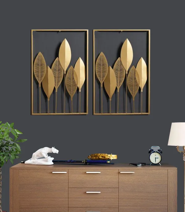 Golden_Leaf_Metal_Wall_Art_-_Set_Of_2_Decorative_Panels