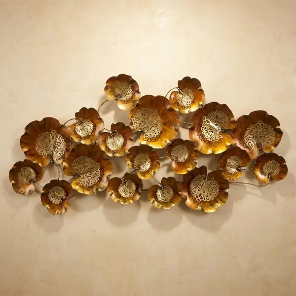 Decorative_Metal_Wall_Art_Flowers_-_Set_Of_Golden_Brown_Floral_Wall_Hangings