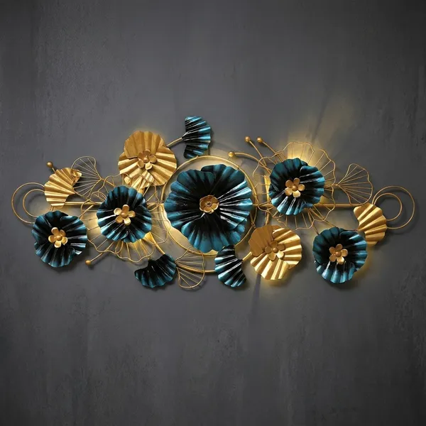 Decorative_Metal_Wall_Art_-_Golden_&_Teal_Floral_Design