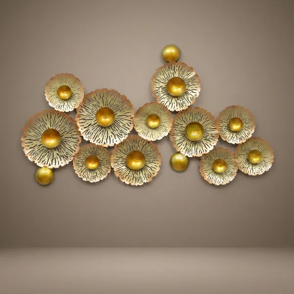Golden_Floral_Metal_Wall_Art_Decor_With_Textured_Disc_Design
