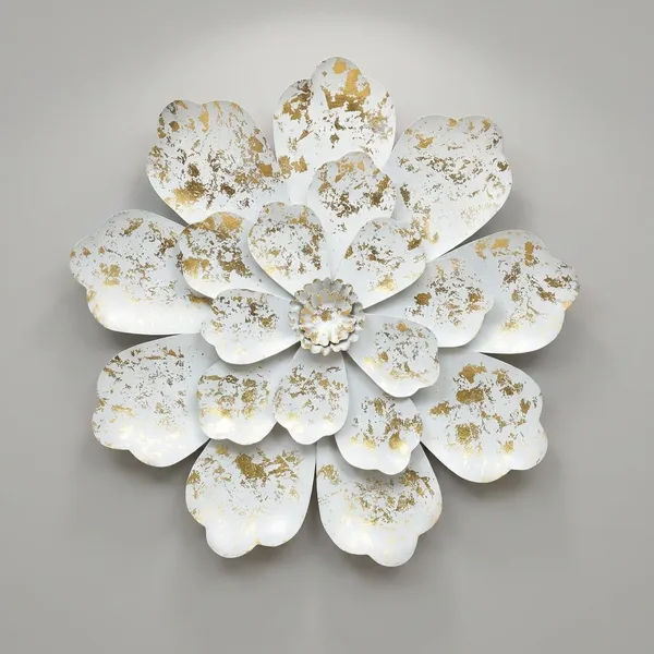 White_Floral_Wall_Art_Decor_With_Gold_And_Silver_Accents