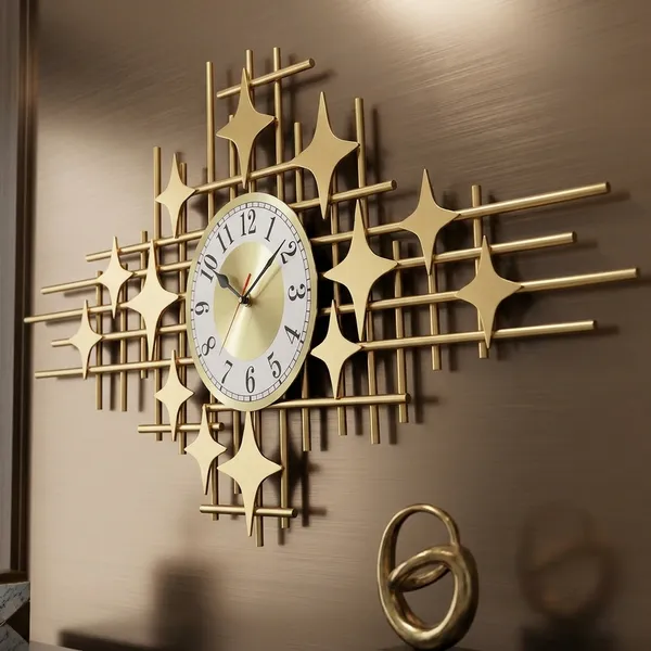 Golden_Starburst_Wall_Clock_With_Metal_Frame