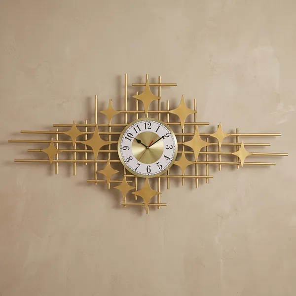 Golden_Starburst_Wall_Clock_With_Metal_Frame