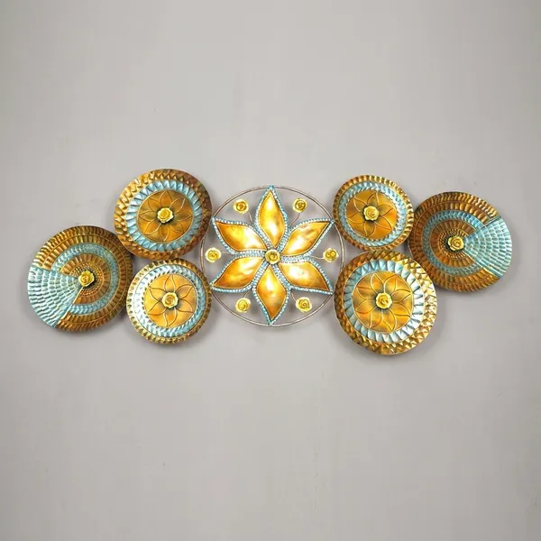 Metal_Floral_Mandala_Wall_Art_Décor_With_Circular_Disc_Accents_-_Gold_And_Turquoise