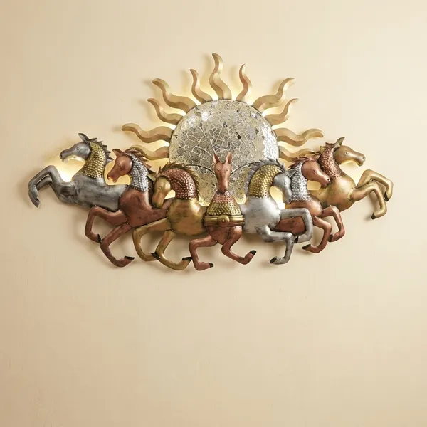 Galloping_Horses_Metal_Wall_Art_With_Sun_Design