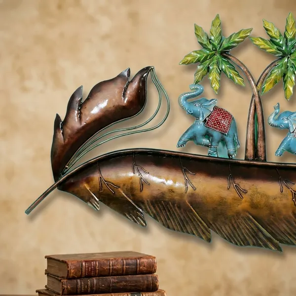 Decorative_Metal_Wall_Art_-_Camel_Caravan_With_Palm_Trees_On_Leaf