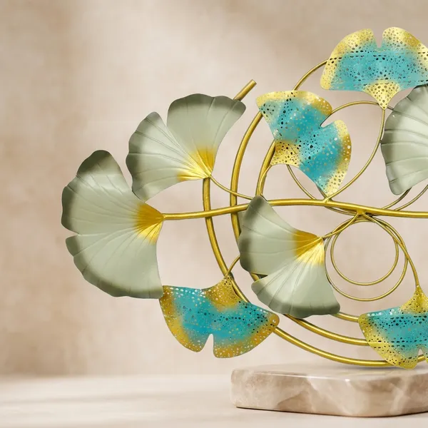 3D_Metal_Wall_Art_-_Lotus_Flower_&_Ginkgo_Leaf_Design_With_Gold_&_Turquoise_Finish