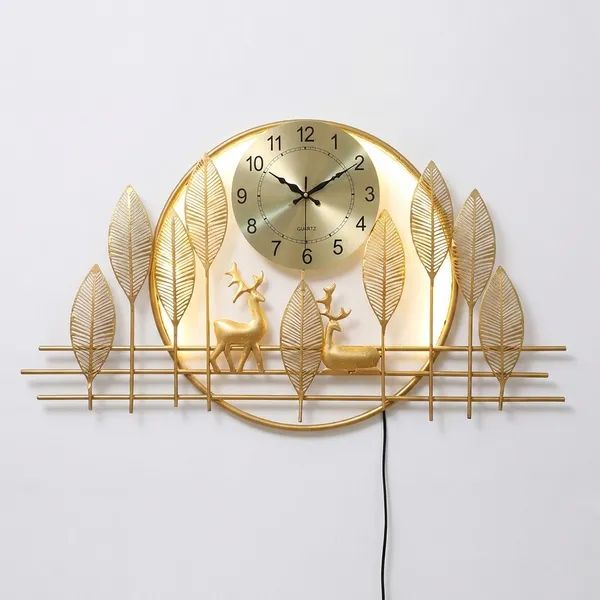 Luxury_Golden_Deer_Wall_Clock_With_Metal_Art_Decoration