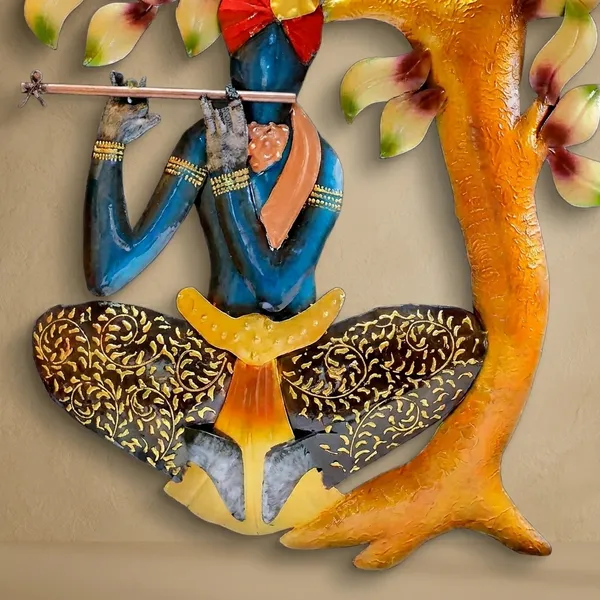 Lord_Krishna_Metal_Wall_Art_Sculpture_With_Peacock_Feather_Tree_Design