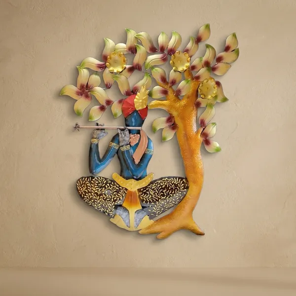 Lord_Krishna_Metal_Wall_Art_Sculpture_With_Peacock_Feather_Tree_Design