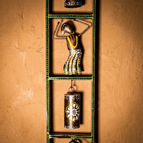 Handcrafted_Decorative_Hanging_Ornament_Set_-_Brown_Cylindrical_Bottles_And_Traditional_Figurines_(Set_Of_5)