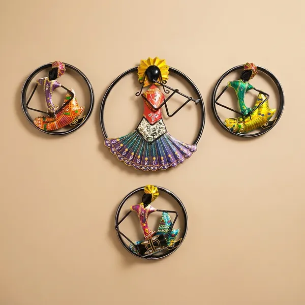 Decorative_Metal_Wall_Art_Set_Of_4_-_Traditional_Indian_Dancers_In_Circular_Frames