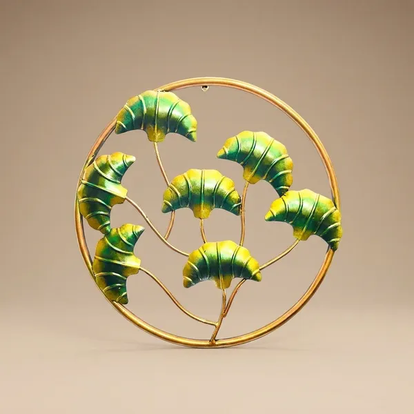 Metal_Wall_Art_-_Golden_Ginkgo_Leaves_In_Circular_Frame