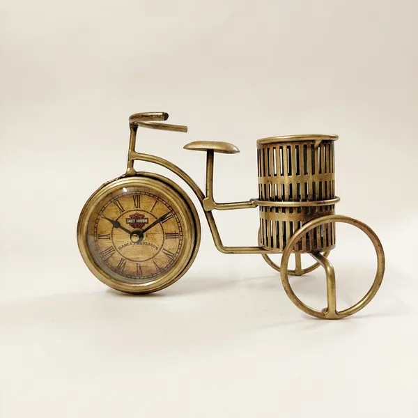 Vintage_Bicycle_Table_Clock_With_Pen_Holder_-_Antique_Gold_Finish_Home_And_Office_Decor