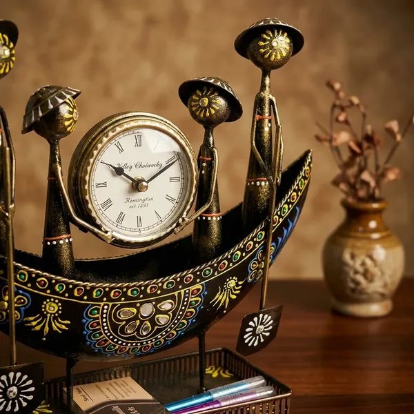 Decorative_Boat-Shaped_Table_Clock_With_Floral_Design