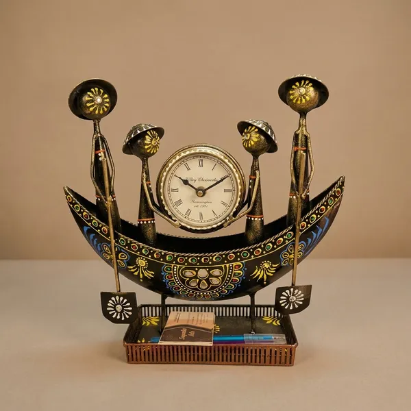 Decorative_Boat-Shaped_Table_Clock_With_Floral_Design