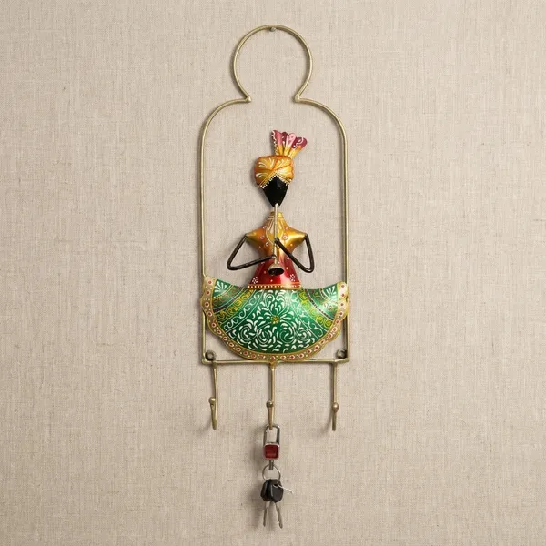 Traditional_Indian_Lady_Metal_Key_Holder_-_Wall_Mounted_Decorative_Hook_Hanger