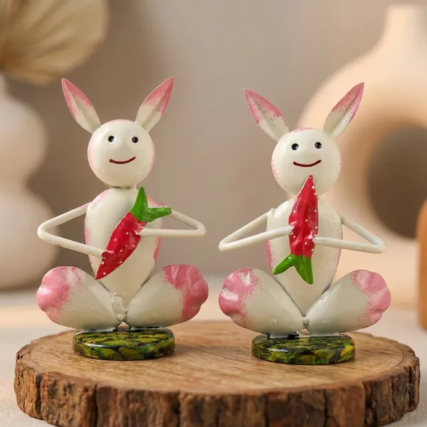 Adorable_Sitting_Bunny_Figurines_With_Carrot_-_Set_Of_2_Decorative_Showpieces