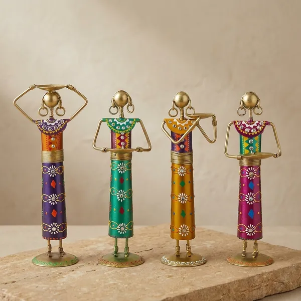 Handcrafted_Metal_Figurine_Set_Of_4_-_Decorative_Tribal_Women_Statues