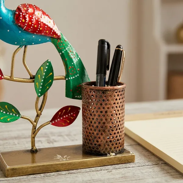 Decorative_Peacock_Pen_Stand_With_Multi-Purpose_Holder
