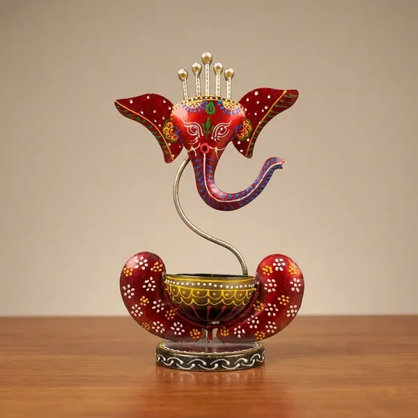 Handcrafted_Metal_Ganesha_Diya_Holder_With_Decorative_Stand