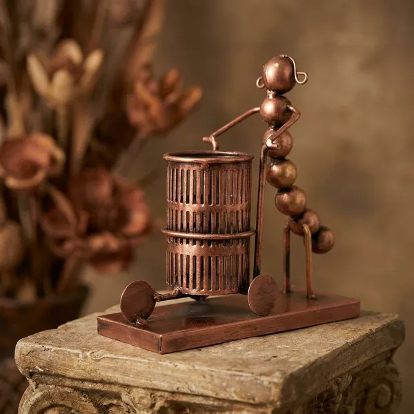 Decorative_Metal_Figure_With_Cylindrical_Cage_-_Artistic_Tabletop_Sculpture