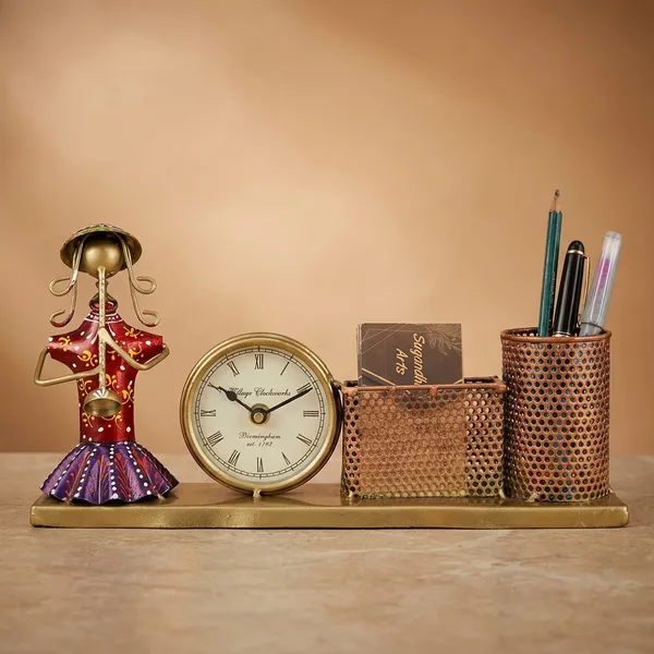 Decorative_Desk_Organizer_Set_With_Clock_And_Figurine