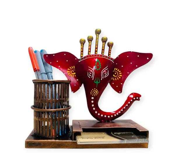 Wooden_Elephant_Desk_Organizer_With_Pen_Holder_And_Storage