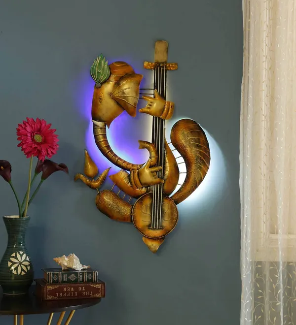 Golden_Ganesha_Wall_Hanging_With_Led_Light_-_Musical_Instrument_Design