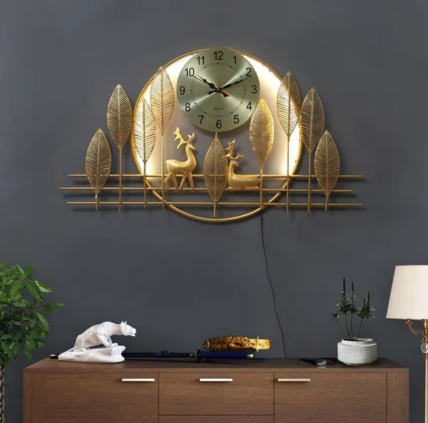 Luxury_Golden_Deer_Wall_Clock_With_Metal_Art_Decoration