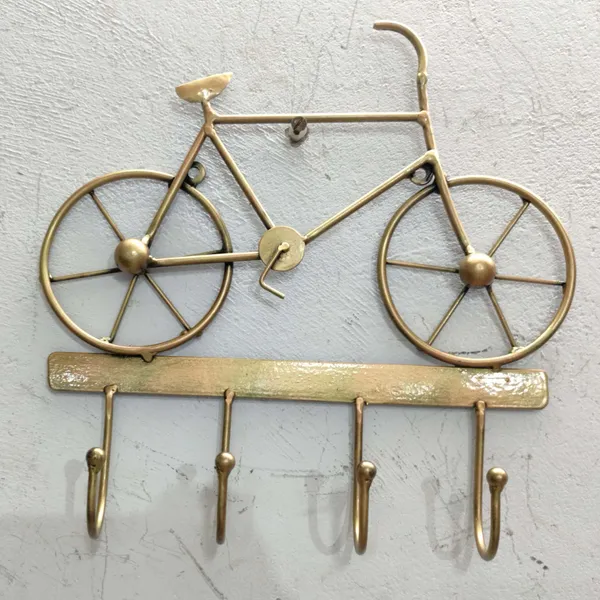 Vintage_Brass_Bicycle_Wall_Mounted_Key_Holder_With_5_Hooks