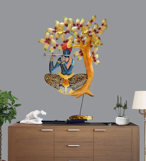 Lord_Krishna_Metal_Wall_Art_Sculpture_With_Peacock_Feather_Tree_Design