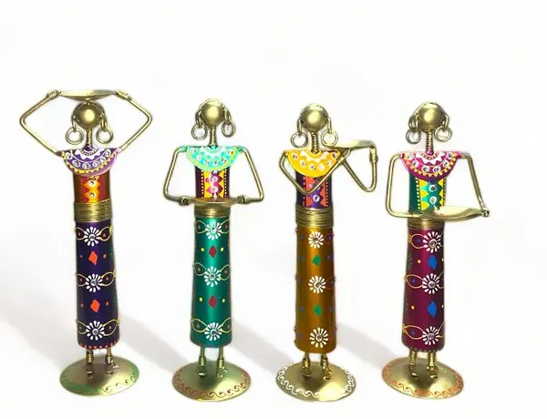 Handcrafted_Metal_Figurine_Set_Of_4_-_Decorative_Tribal_Women_Statues
