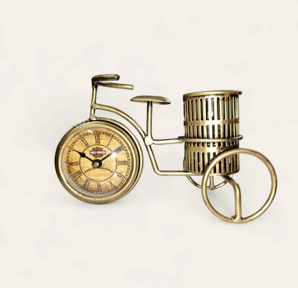 Vintage_Bicycle_Table_Clock_With_Pen_Holder_-_Antique_Gold_Finish_Home_And_Office_Decor