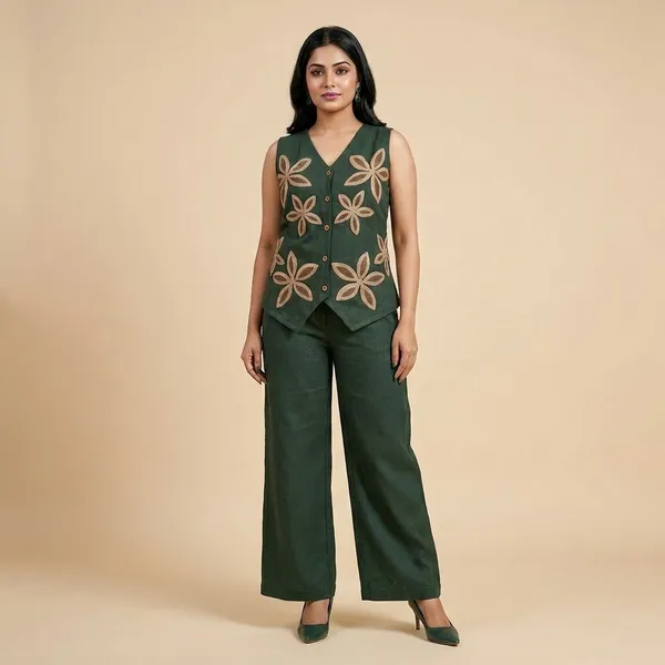Green_Premium_Cotton_Blend_Embroidered_Co-Ord_Set_For_Women