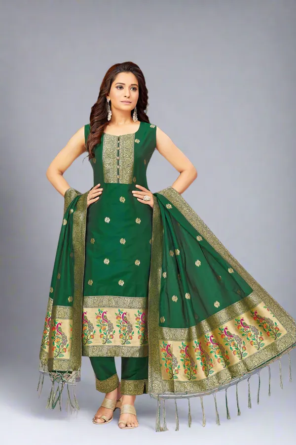 Green_Premium_Silk_Banarasi_Paithani_Suit_For_Women