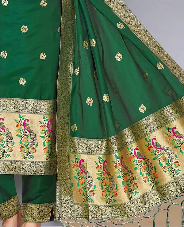 Green_Premium_Silk_Banarasi_Paithani_Suit_For_Women