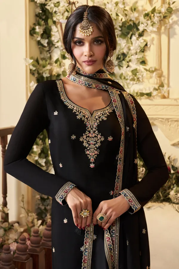 Black_Premium_Multi_Thread_Embroidered_Chinon_Sharara_Suit_Set_For_Women