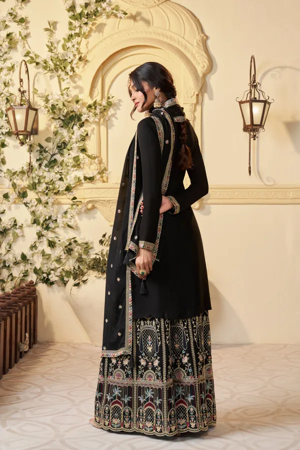 Black_Premium_Multi_Thread_Embroidered_Chinon_Sharara_Suit_Set_For_Women