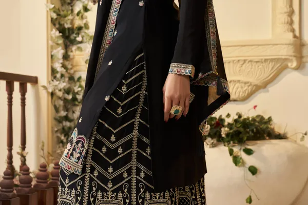Black_Premium_Multi_Thread_Embroidered_Chinon_Sharara_Suit_Set_For_Women