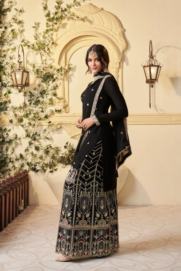 Black_Premium_Multi_Thread_Embroidered_Chinon_Sharara_Suit_Set_For_Women