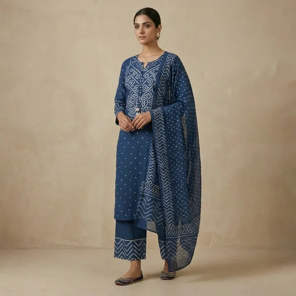 Blue_Premium_Cotton_Bandhani_Print_Ethnic_Kurta_Set_With_Dupatta_For_Women