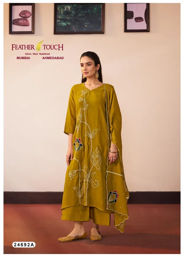 Mustard_Yellow_Premium_Cotton_Embroidered_With_Asymmetric_Hemline_Kurta_Set_For_Women