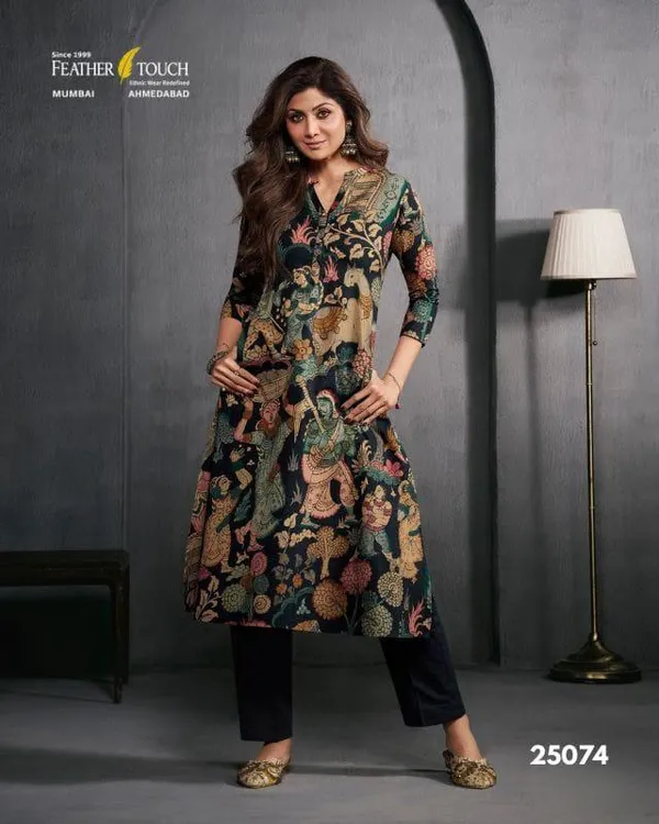 Multicolor_Premium_Rayon_Feather_Touch_Floral_Printed_A-Line_Kurti_With_Pants_For_Women