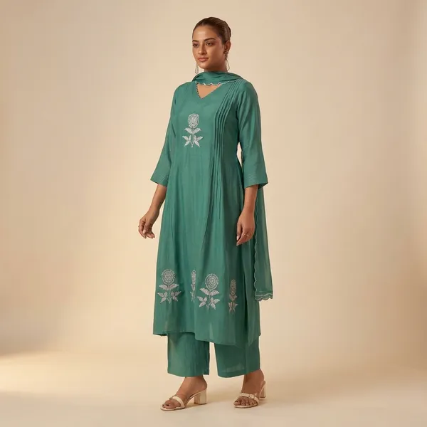 Green_Premium_Georgette_Floral_Embroidered_Anarkali_Kurta_Set_With_Palazzo_For_Women