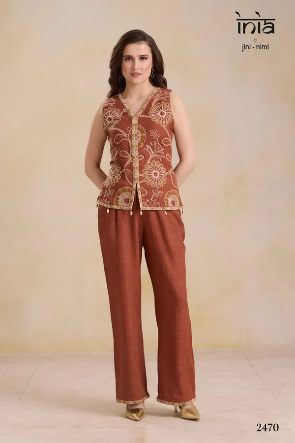 Brown_Premium_Rayon_Ethnic_Embroidered_Sleeveless_Top_And_Palazzo_Set_For_Women