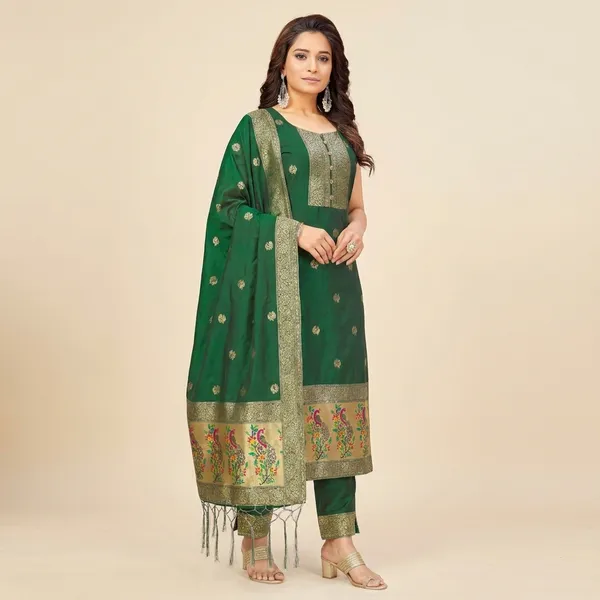 Green_Premium_Silk_Banarasi_Paithani_Suit_For_Women